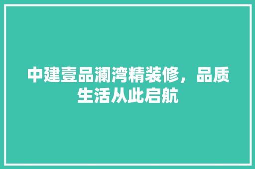 中建壹品澜湾精装修，品质生活从此启航