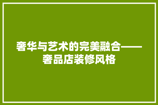 奢华与艺术的完美融合——奢品店装修风格