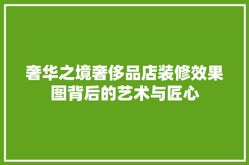奢华之境奢侈品店装修效果图背后的艺术与匠心