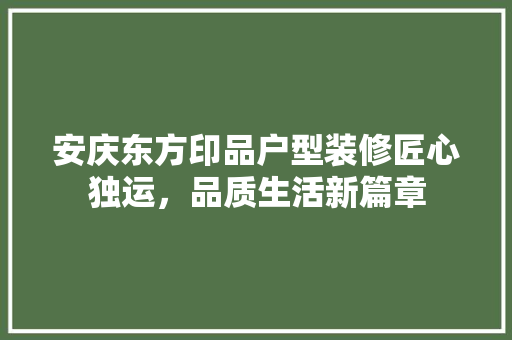 安庆东方印品户型装修匠心独运，品质生活新篇章