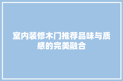 室内装修木门推荐品味与质感的完美融合