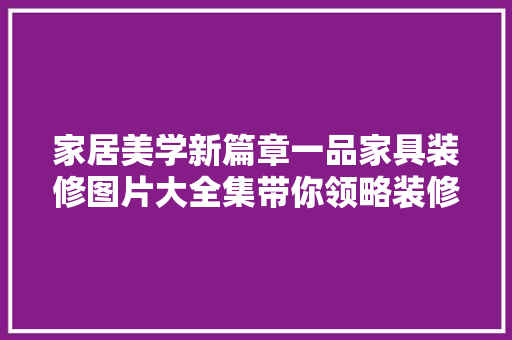 家居美学新篇章一品家具装修图片大全集带你领略装修风采