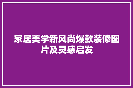 家居美学新风尚爆款装修图片及灵感启发