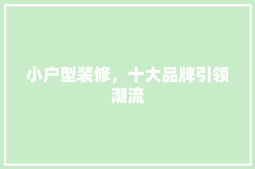 小户型装修，十大品牌引领潮流