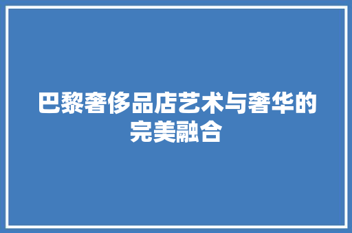 巴黎奢侈品店艺术与奢华的完美融合