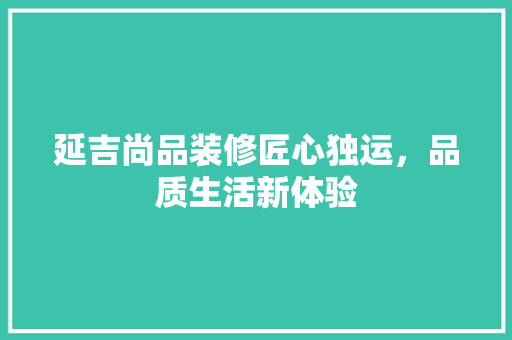 延吉尚品装修匠心独运，品质生活新体验