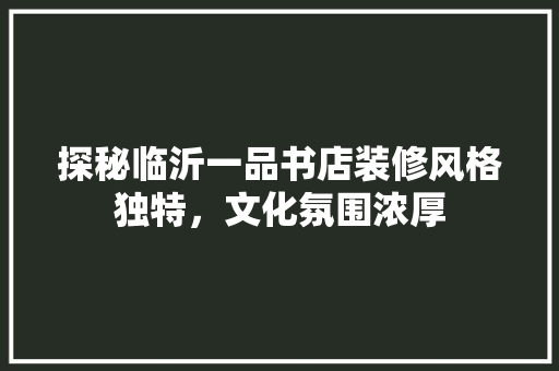 探秘临沂一品书店装修风格独特，文化氛围浓厚