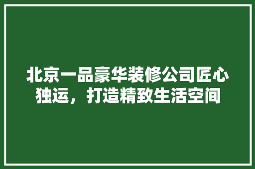 北京一品豪华装修公司匠心独运，打造精致生活空间