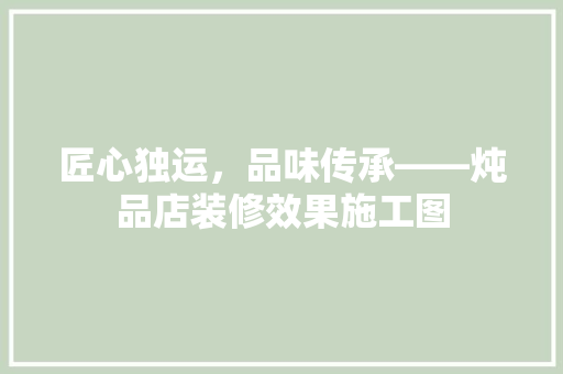 匠心独运，品味传承——炖品店装修效果施工图 材料设备