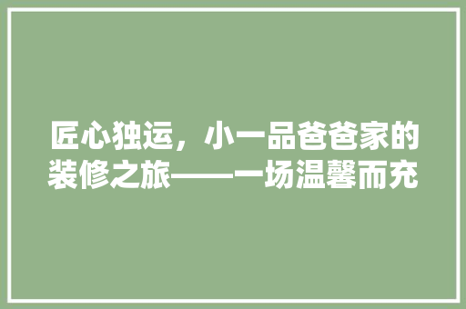 匠心独运，小一品爸爸家的装修之旅——一场温馨而充满智慧的家居美学演绎