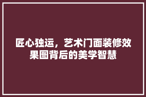 匠心独运，艺术门面装修效果图背后的美学智慧