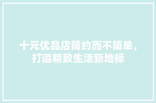十元优品店简约而不简单，打造精致生活新地标