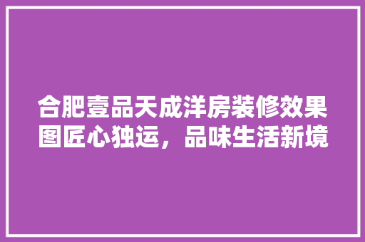 合肥壹品天成洋房装修效果图匠心独运，品味生活新境界