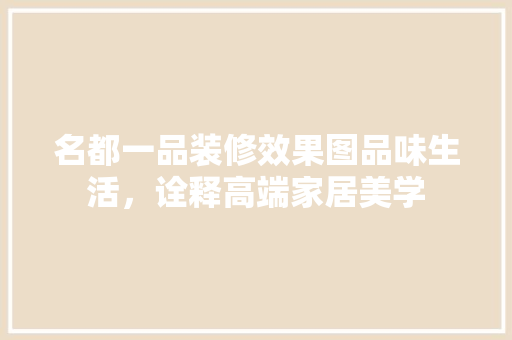 名都一品装修效果图品味生活，诠释高端家居美学 常用设备