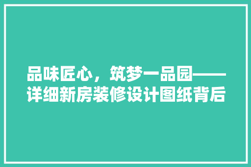 品味匠心，筑梦一品园——详细新房装修设计图纸背后的美学与智慧 施工工艺