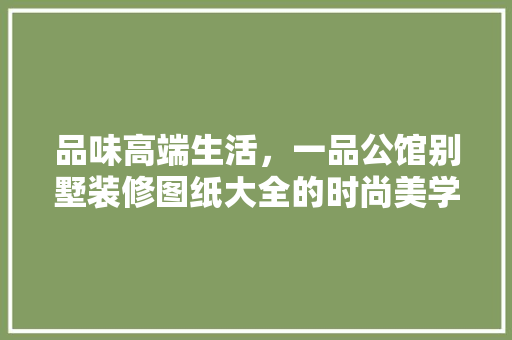 品味高端生活，一品公馆别墅装修图纸大全的时尚美学