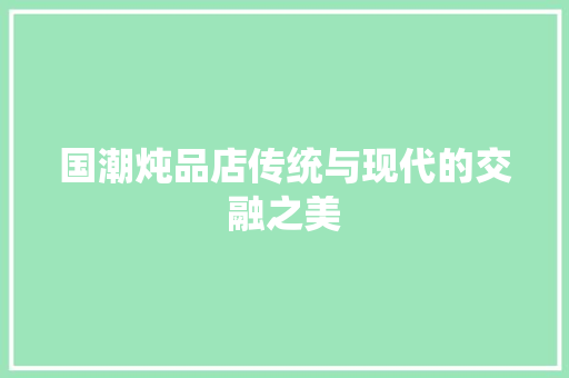 国潮炖品店传统与现代的交融之美
