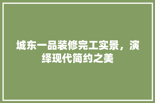 城东一品装修完工实景，演绎现代简约之美