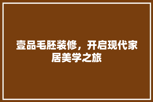 壹品毛胚装修，开启现代家居美学之旅 生态建筑设计
