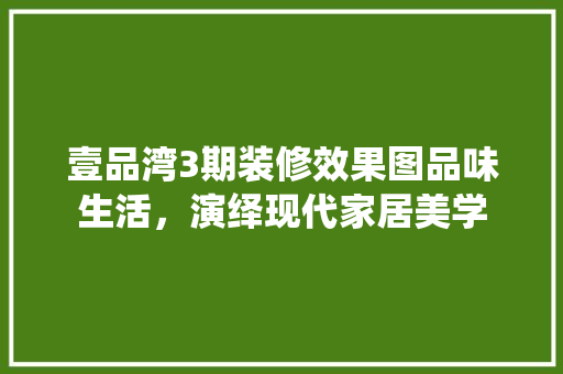 壹品湾3期装修效果图品味生活，演绎现代家居美学