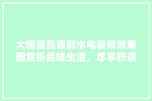 大悟壹品首府水电装修效果图赏析品味生活，尽享舒适空间
