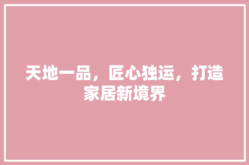 天地一品，匠心独运，打造家居新境界