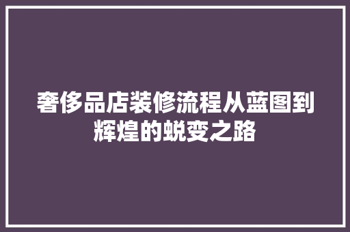 奢侈品店装修流程从蓝图到辉煌的蜕变之路 常用建材