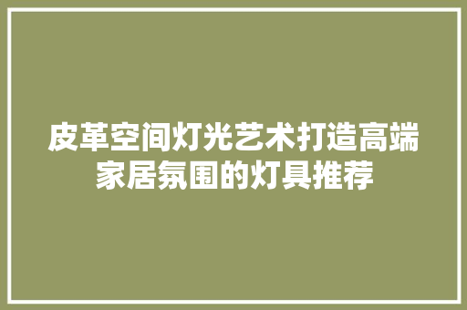 皮革空间灯光艺术打造高端家居氛围的灯具推荐