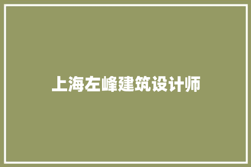 上海左峰建筑设计师