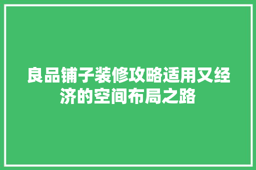 良品铺子装修攻略适用又经济的空间布局之路