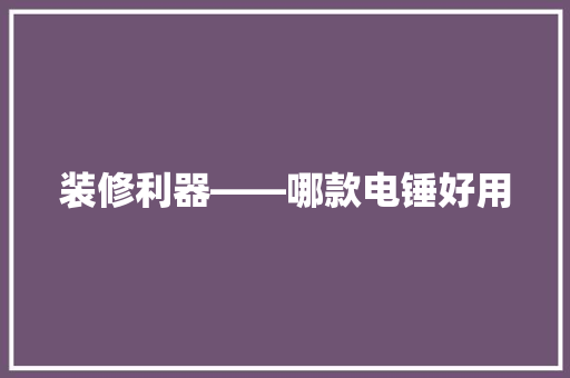 装修利器——哪款电锤好用
