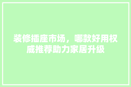 装修插座市场，哪款好用权威推荐助力家居升级