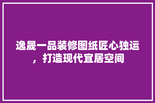 逸晟一品装修图纸匠心独运，打造现代宜居空间