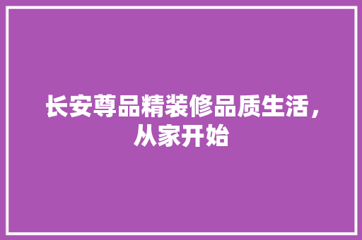 长安尊品精装修品质生活，从家开始