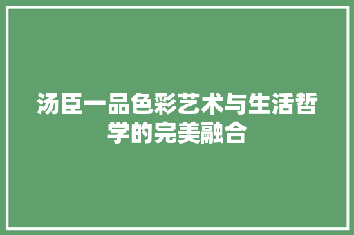 汤臣一品色彩艺术与生活哲学的完美融合