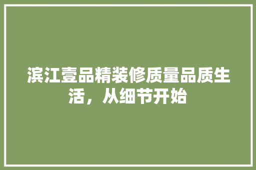 滨江壹品精装修质量品质生活，从细节开始