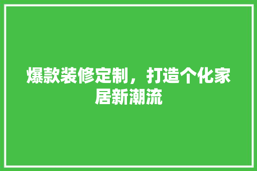 爆款装修定制，打造个化家居新潮流