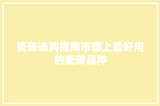 瓷砖选购指南市面上最好用的瓷砖品种