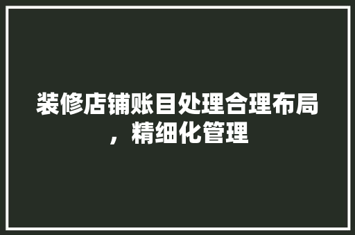 装修店铺账目处理合理布局，精细化管理