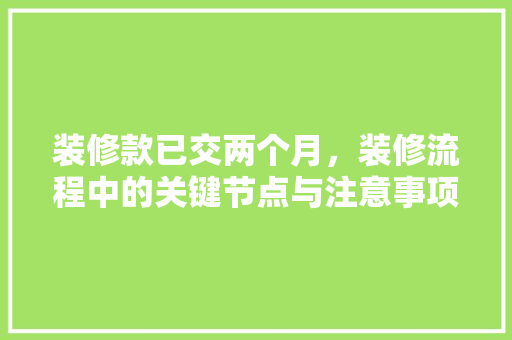 装修款已交两个月，装修流程中的关键节点与注意事项