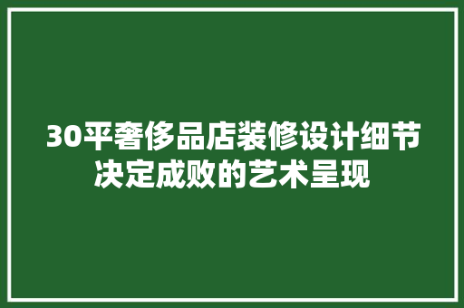 30平奢侈品店装修设计细节决定成败的艺术呈现