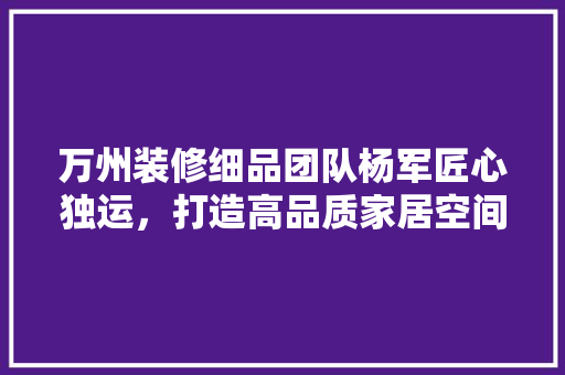 万州装修细品团队杨军匠心独运，打造高品质家居空间 建筑设计