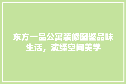 东方一品公寓装修图鉴品味生活，演绎空间美学