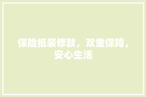 保险抵装修款，双重保障，安心生活