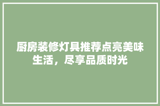 厨房装修灯具推荐点亮美味生活，尽享品质时光