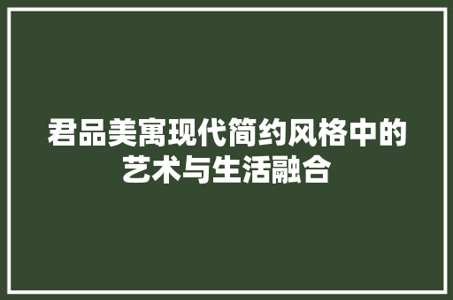 君品美寓现代简约风格中的艺术与生活融合