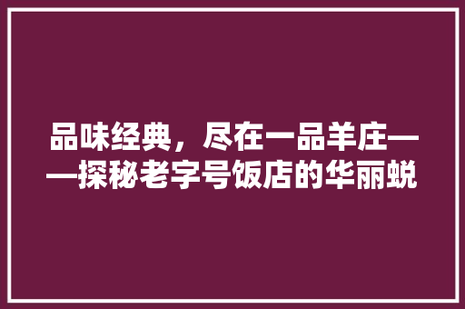 品味经典，尽在一品羊庄——探秘老字号饭店的华丽蜕变