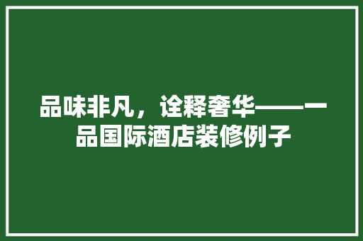 品味非凡，诠释奢华——一品国际酒店装修例子