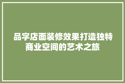 品字店面装修效果打造独特商业空间的艺术之旅