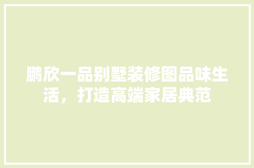 鹏欣一品别墅装修图品味生活，打造高端家居典范